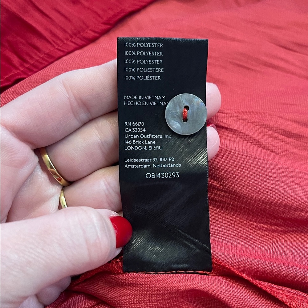 Anthropologie Deep Red Pleated Long Sleeve Blouse - Picture 5 of 5